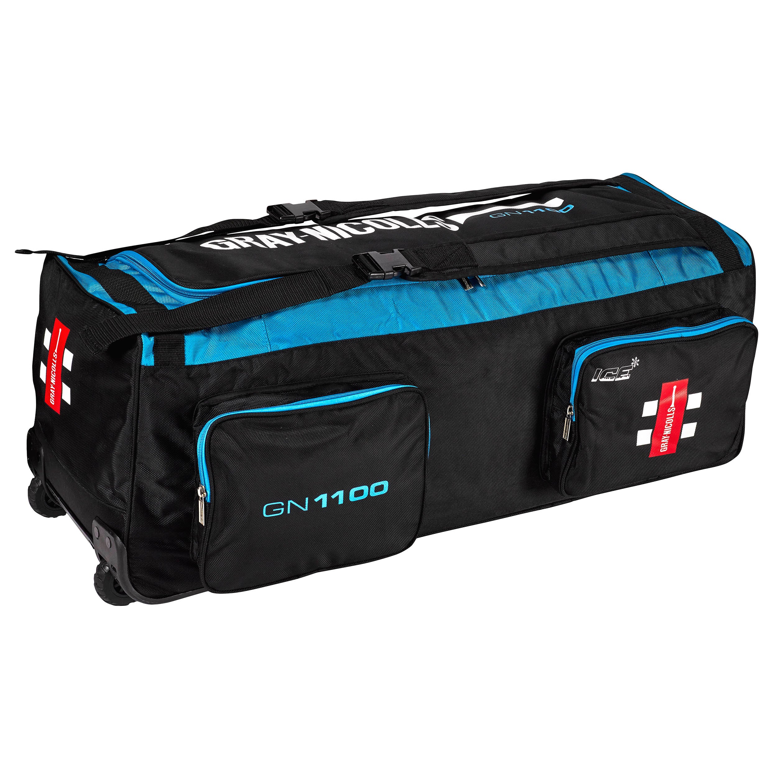 Gray-Nicolls GN 1100 Wheel Bag-Black/Cyan