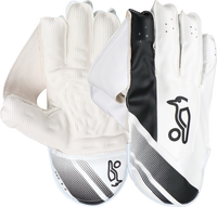 KOOKABURRA PRO 3.0 WHITE / BLACK WICKET KEEPING GLOVES - JUNIOR