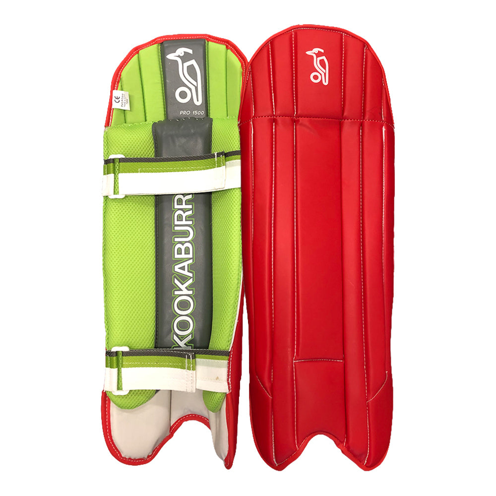 Kookaburra PRO 1500 WICKET KEEPING PADS CLEARANCE - SENIOR — RED — front and back
