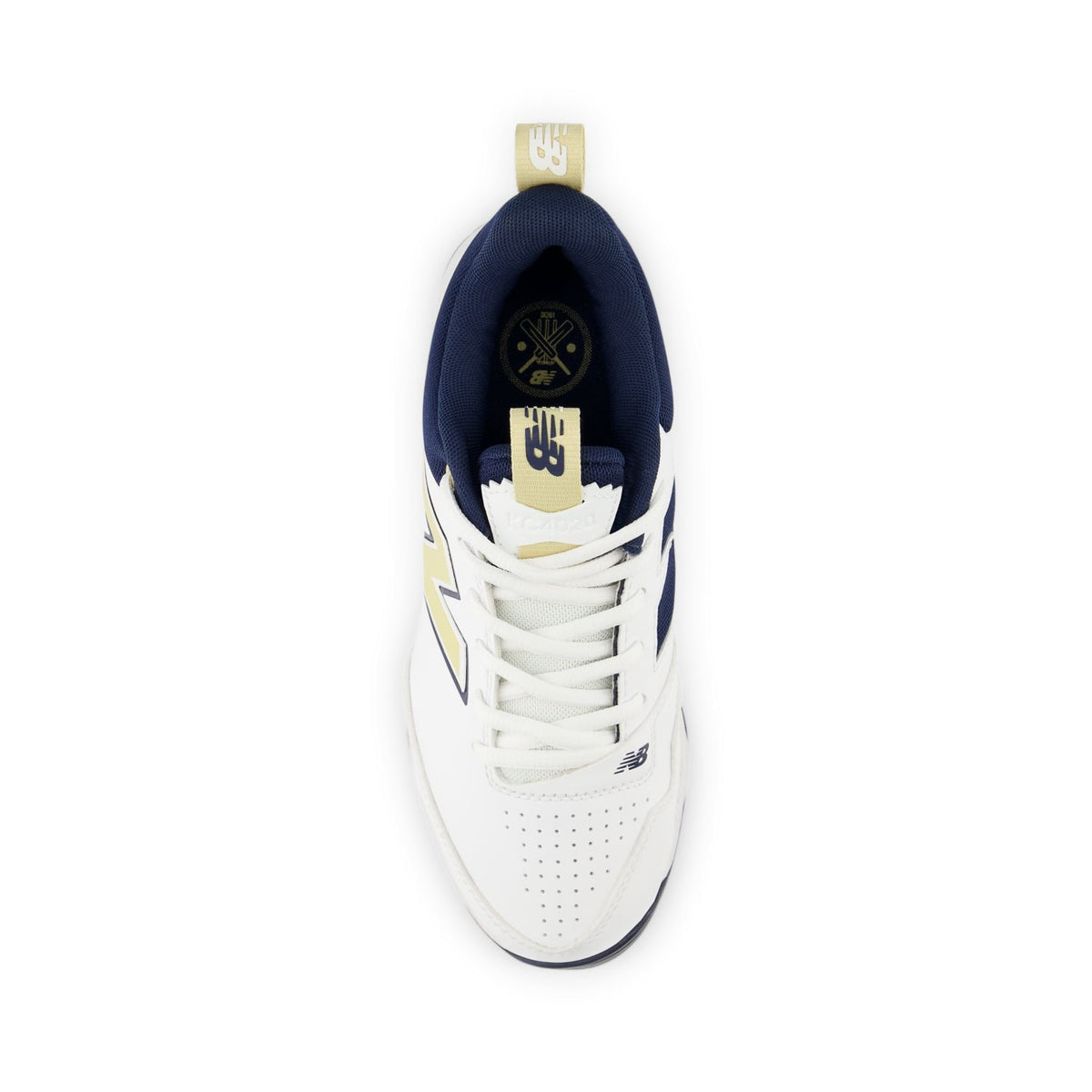 New Balance KC4020v3 junior cricket shoe — top view