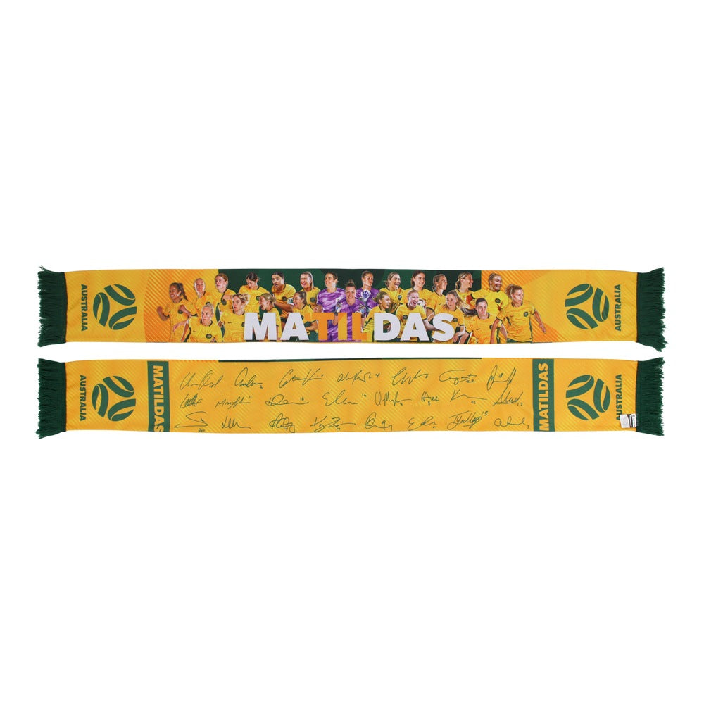 Matildas printed signature scarf — front and reverse