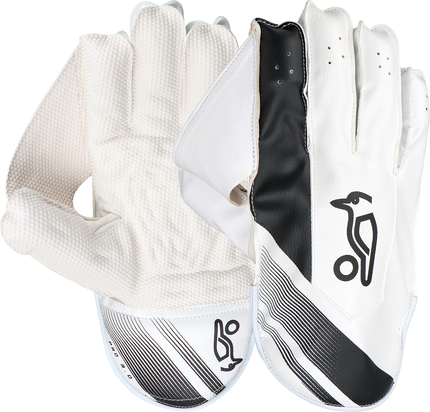 KOOKABURRA PRO 3.0 WHITE / BLACK WICKET KEEPING GLOVES - JUNIOR