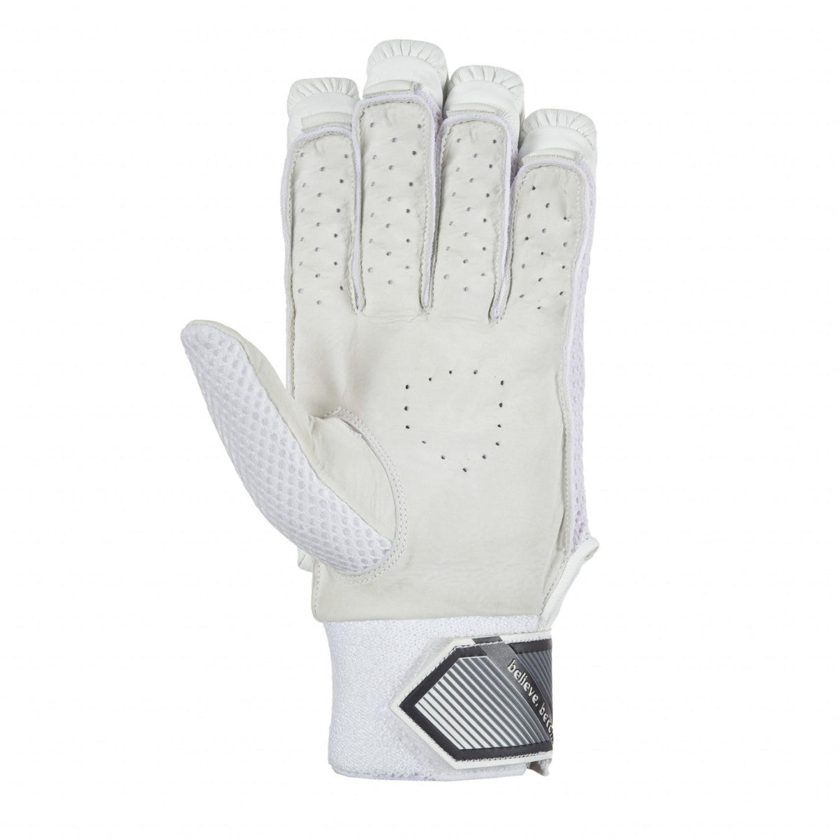 SG Litevate White batting glove — leather palm