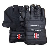 GRAY-NICOLLS LIMITED EDITION BLACK WICKETKEEPING GLOVES - SENIOR